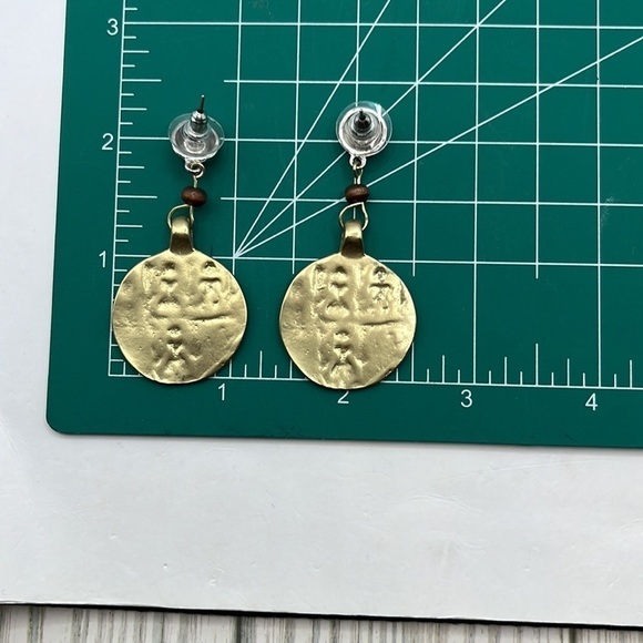 Chico’s Dangle Coin Earrings Mixed Metals Pierced stud earrings Long - Picture 9 of 10
